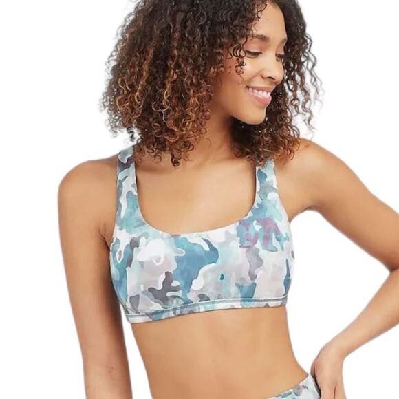 NWT Spanx Lavender and sage green printed Low Impact Sports Bra size medium - Picture 1 of 7